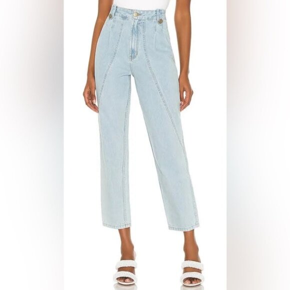 NWT IORANE Brazil Made 🇧🇷 Straight Crop Blue Trouser 100% COTTON E739 Sz 38/S